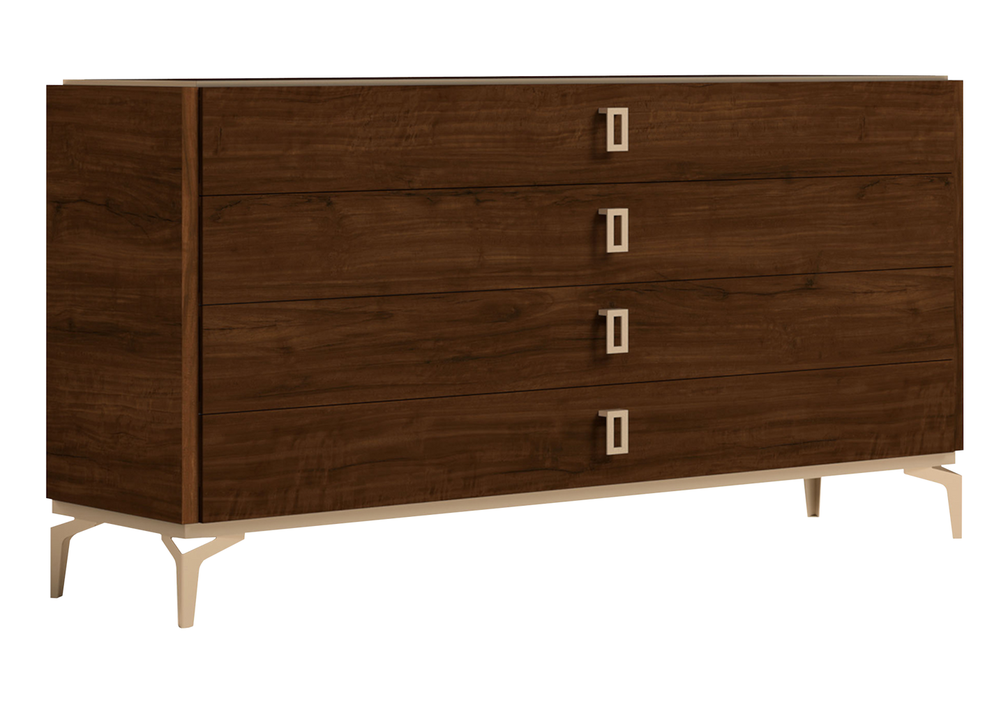 Chambre 160x200 noyer commode miroir – Eva