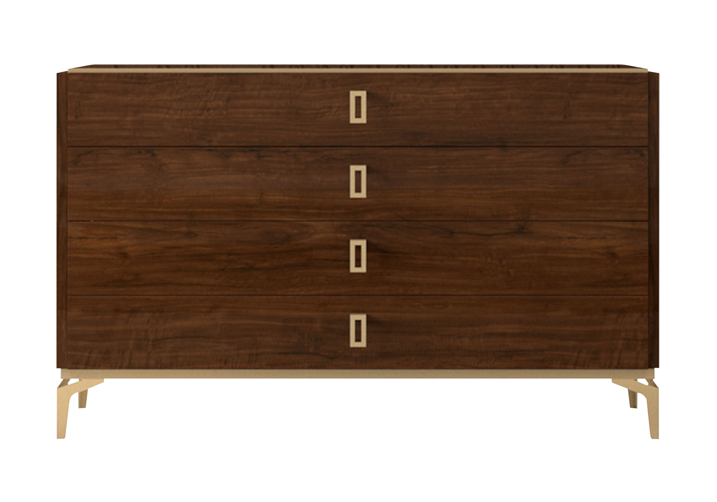 Commode noyer laqué 4 tiroirs – Eva