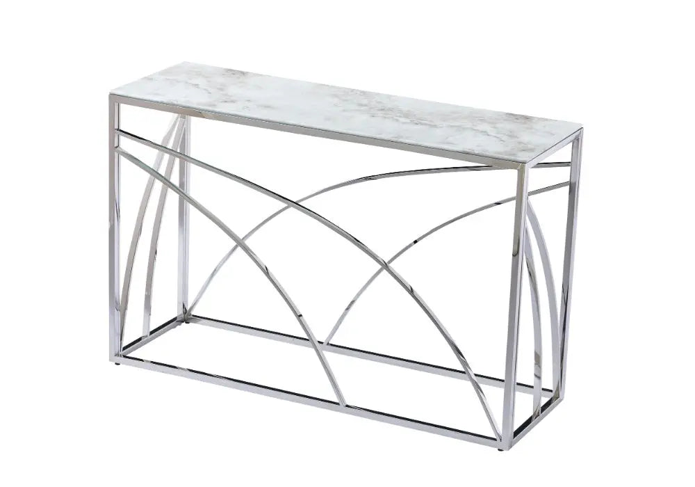 Console design argent marbre blanc LEXIE New Design