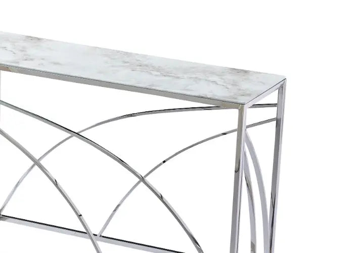 Console design argent marbre blanc LEXIE New Design