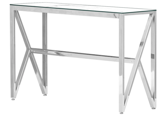 Console argentée marbre blanc – Jessy