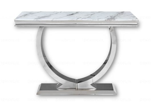 Console métal chromé marbre blanc design BOBO New Design