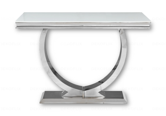 Console métal chromé verre blanc design BOBO New Design