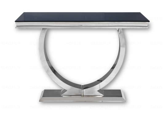Console métal chromé verre noir design BOBO New Design