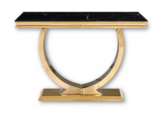 Console métal doré marbre noir design BOBO New Design