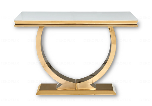 Console métal doré verre blanc design BOBO New Design