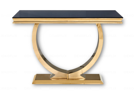 Console métal doré verre noir design BOBO New Design