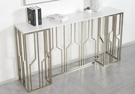 Console marbre blanc argent PORTO New Design