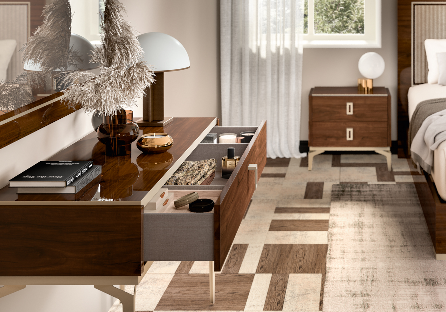 Console noyer avec tiroir – Eva