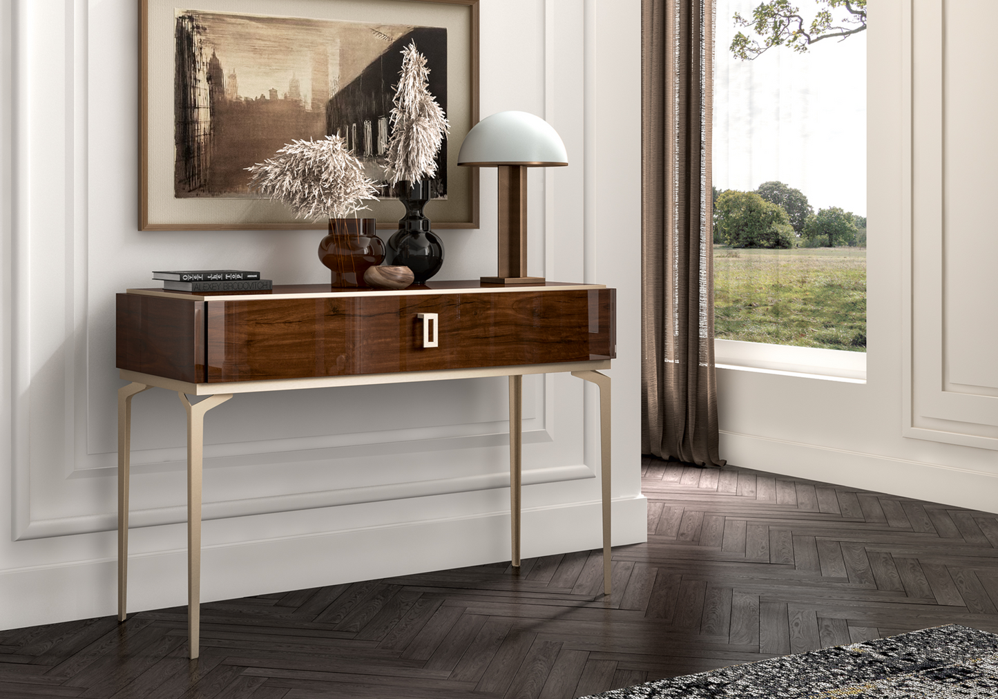 Console noyer avec tiroir – Eva