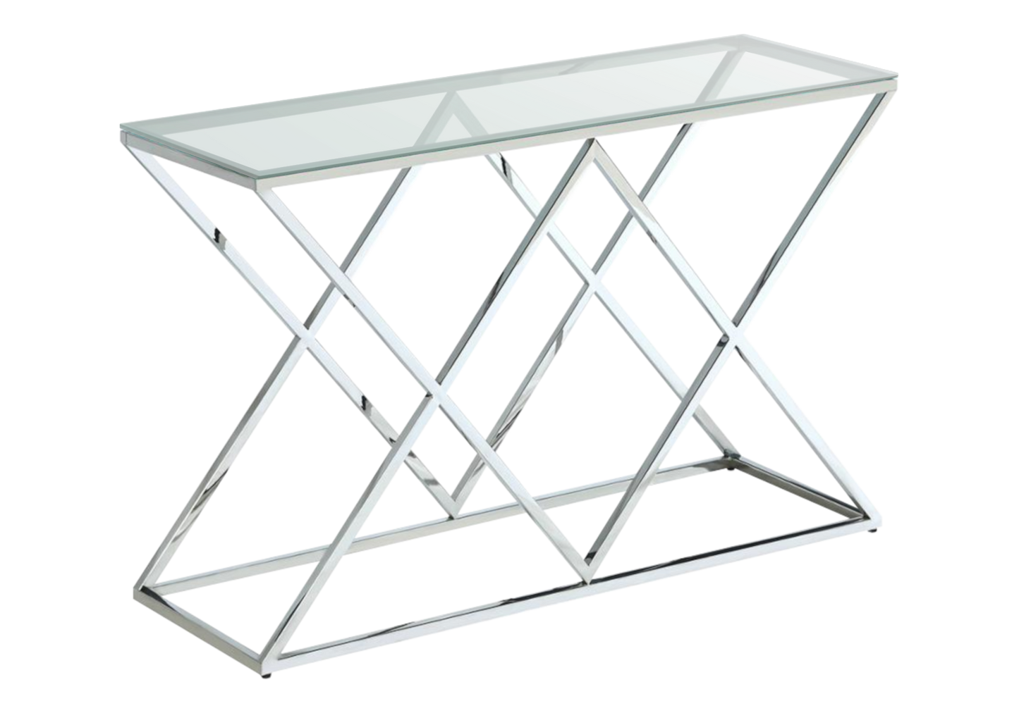 Console d'entrée en verre transparent et pied argent - Erly