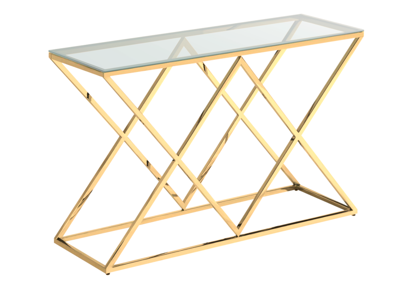 Console d'entrée en verre transparent et pied doré - Erly