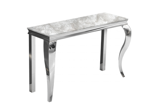 Console d'entrée design marbre beige argent – Neo