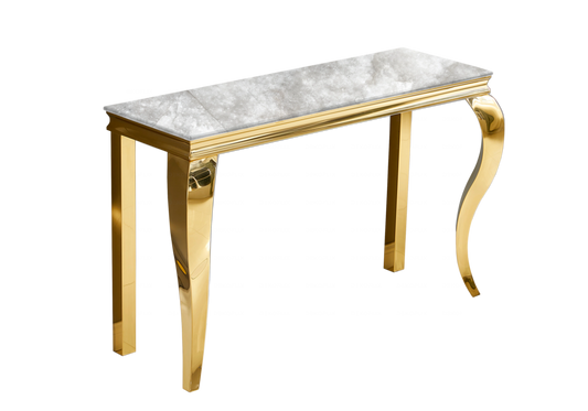 Console d'entrée design marbre beige or – Neo