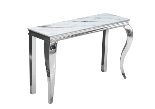 Console d'entrée design marbre blanc argent – Neo