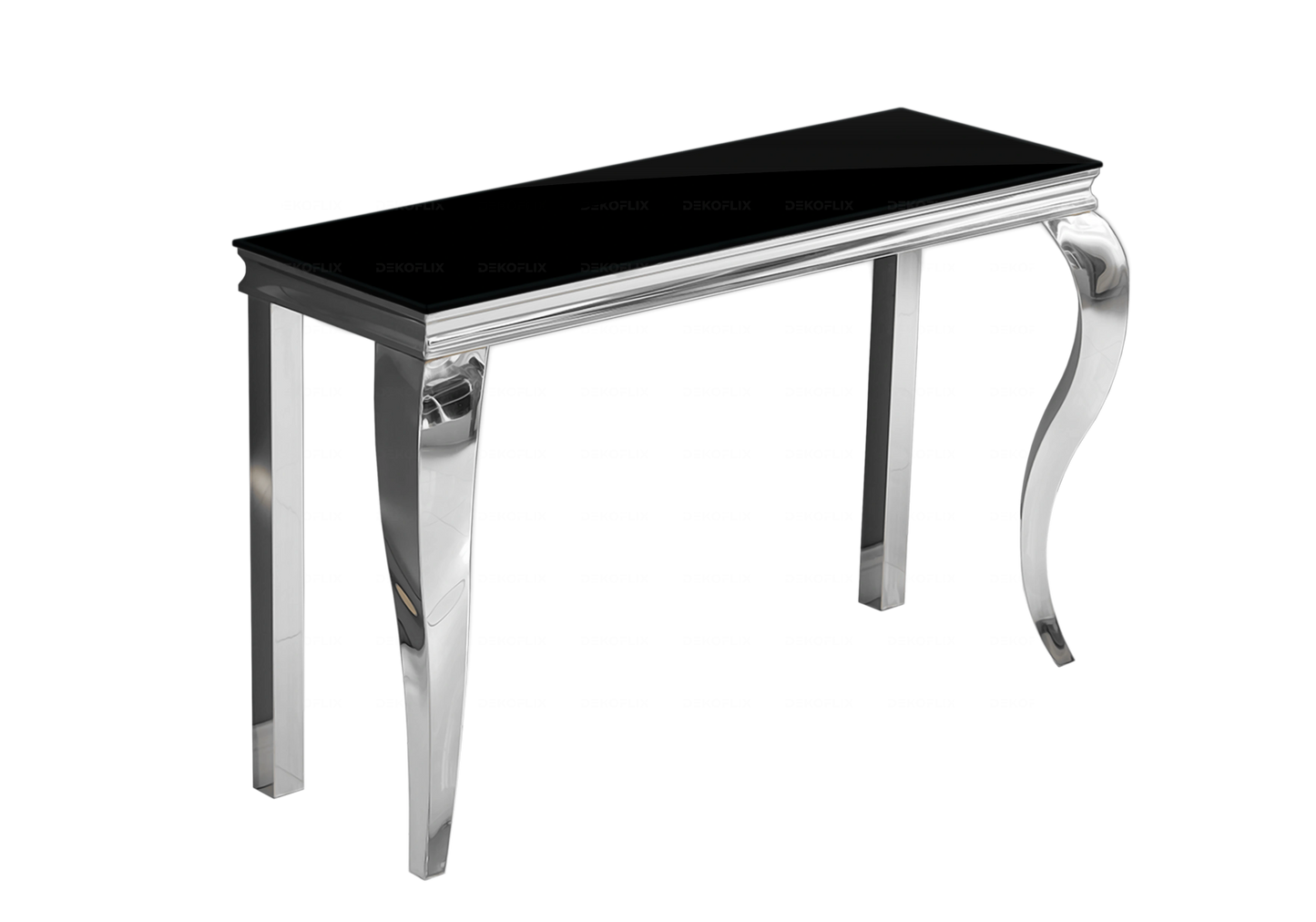 Meuble TV verre noir pied argent – NEO