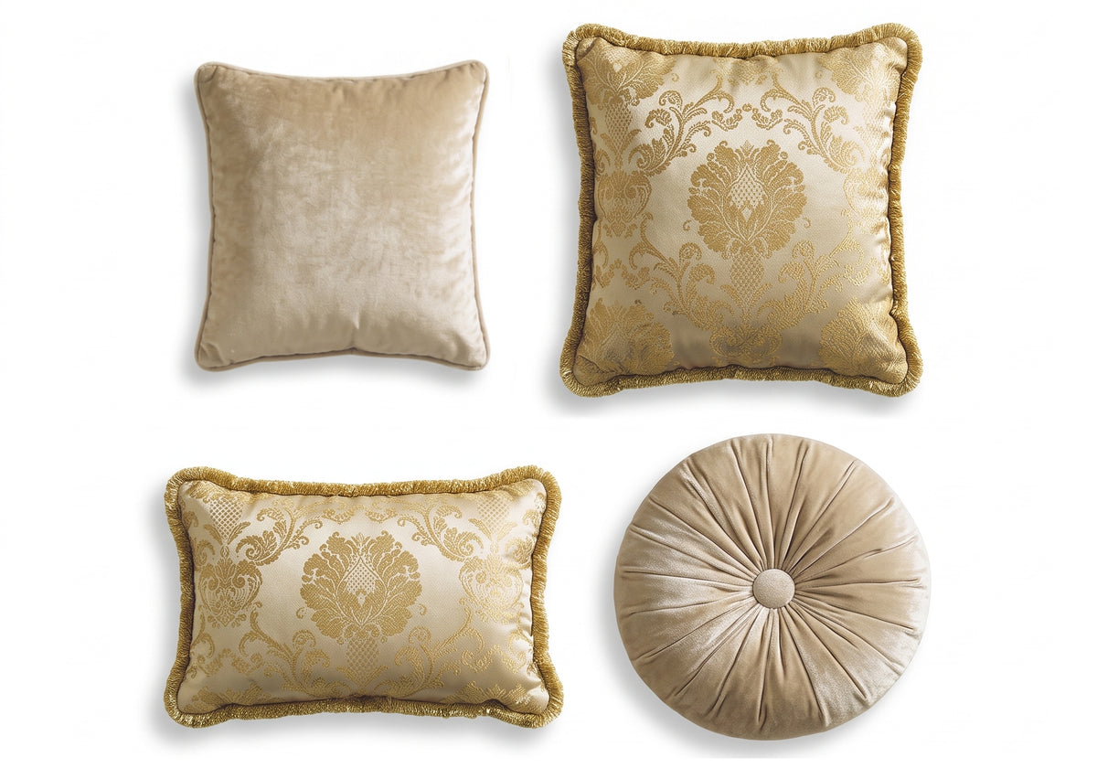Coussin décoratif de salon beige et or - Melodia