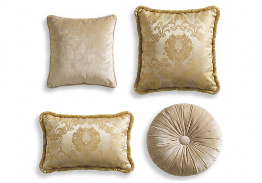 Coussin décoratif de salon beige et or - Melodia