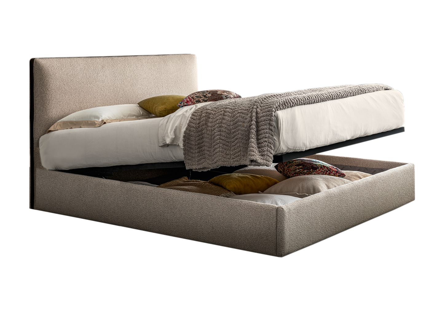 Lit coffre en tissu bouclé design italien – Dune