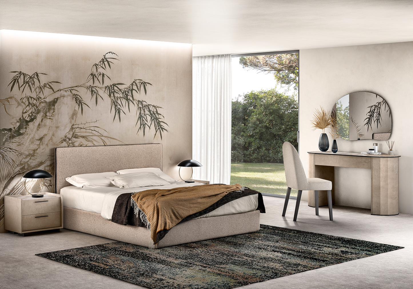 Lit coffre en tissu bouclé design italien – Dune