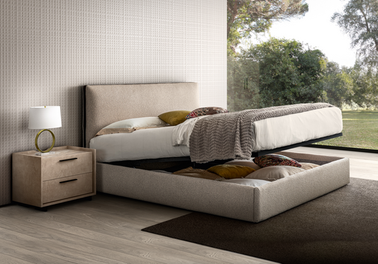 Lit coffre en tissu bouclé design italien – Dune