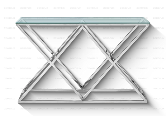 Console métal chromé plateau en verre ERLY - DEKOFLIX