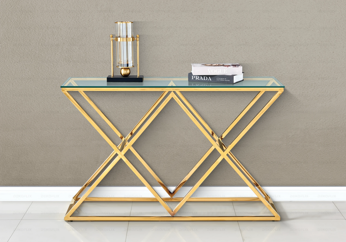 Table basse dorée en verre design design ERLY