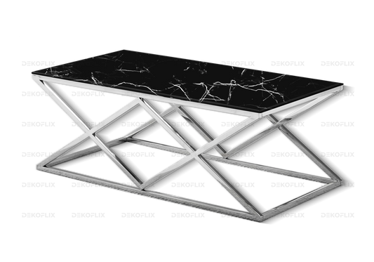 Table basse chromée marbre noir design ERLY - DEKOFLIX