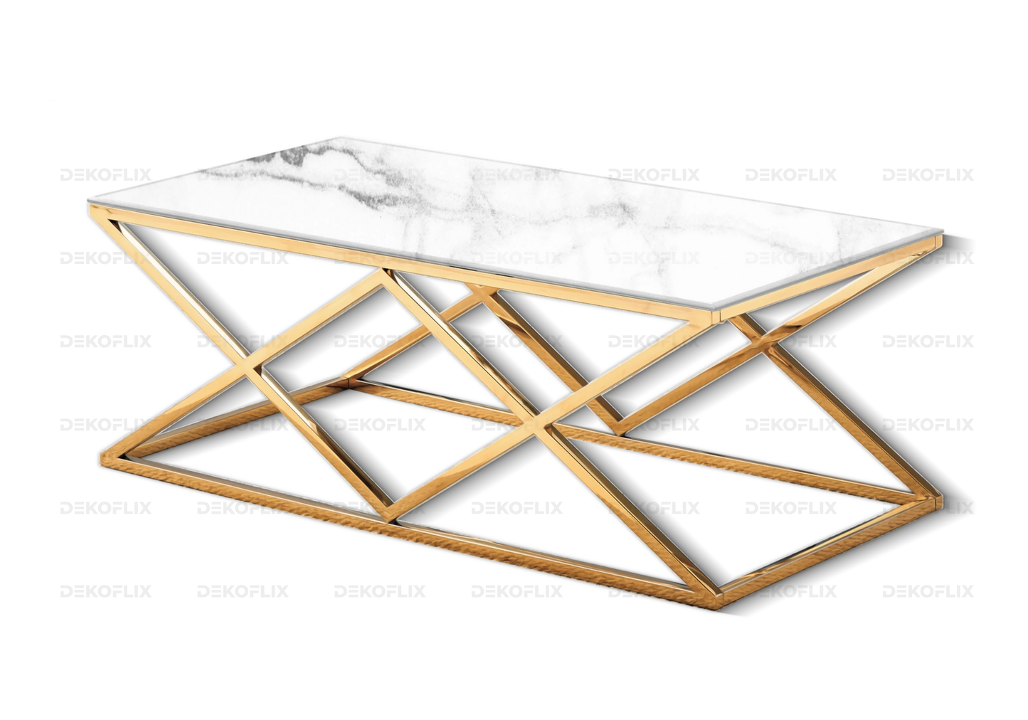 Table a manger dorée marbre blanc design ERLY