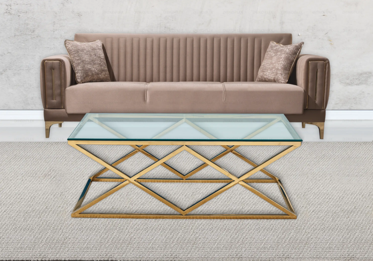 Table basse dorée en verre design design ERLY