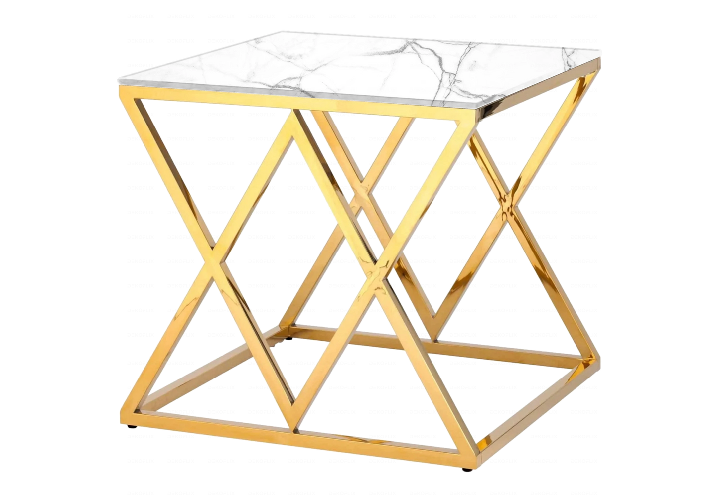 Table a manger dorée marbre blanc design ERLY