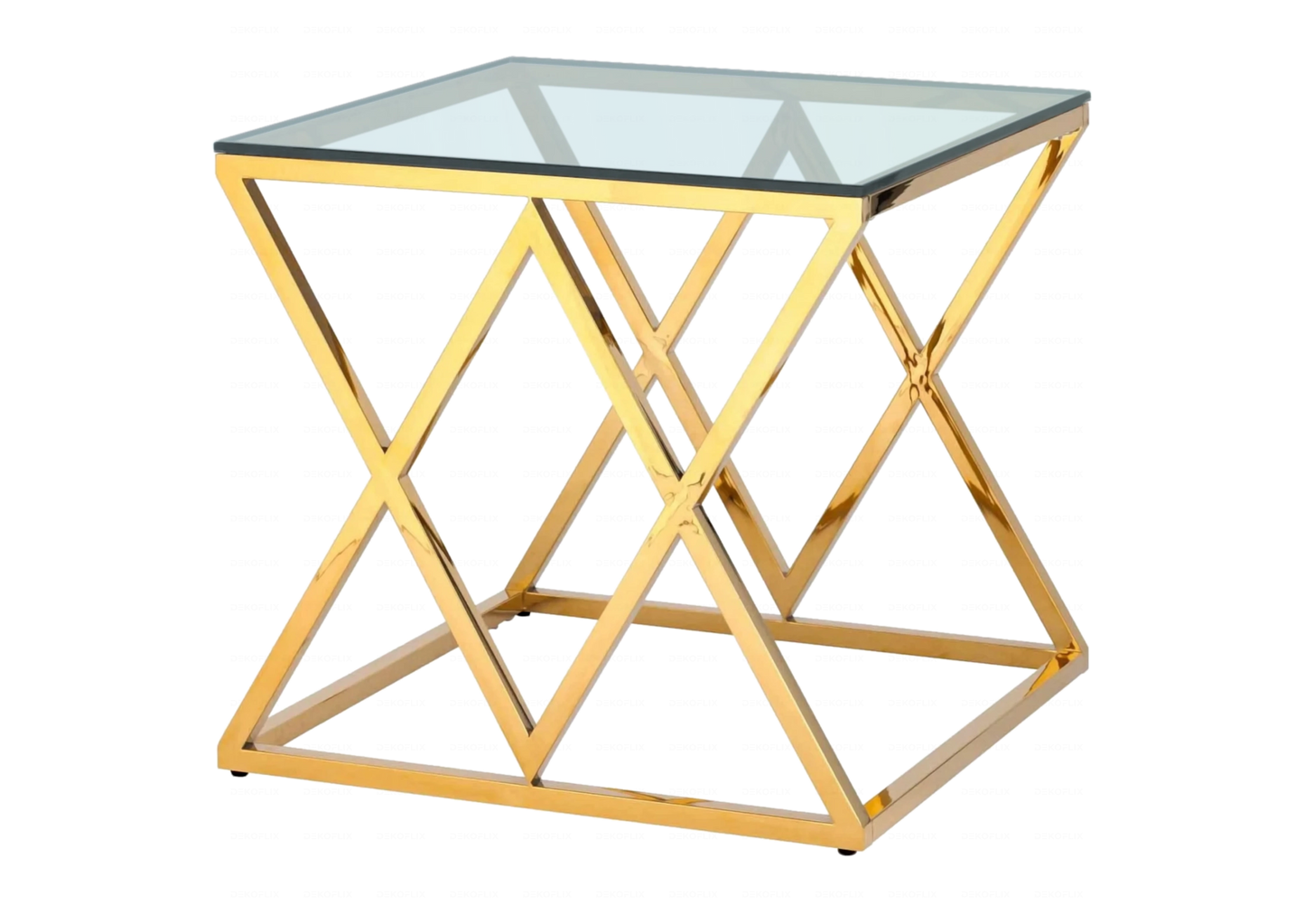 Table a manger dorée en verre design ERLY