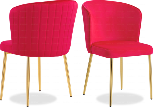 Chaise dorée velours fuchsia DIVA (Lot de 4)