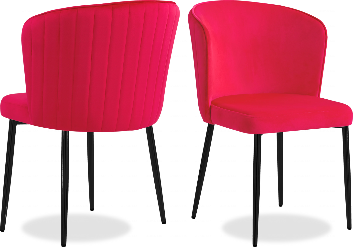 Chaise noire velours fuchsia DIVA - Lot de 4