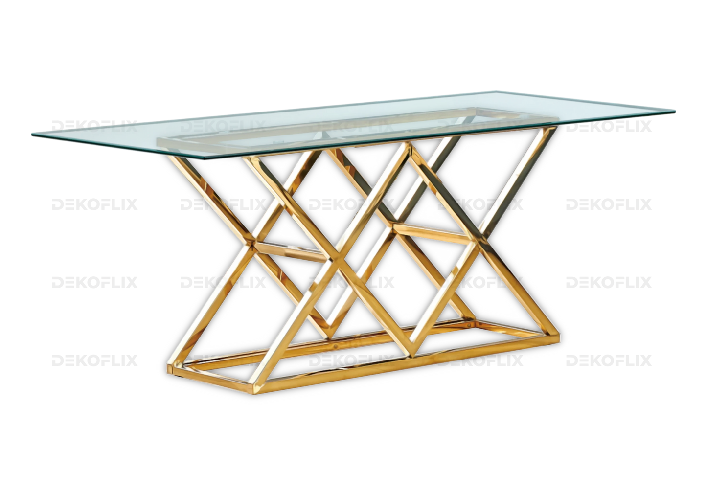 Table a manger dorée en verre design ERLY