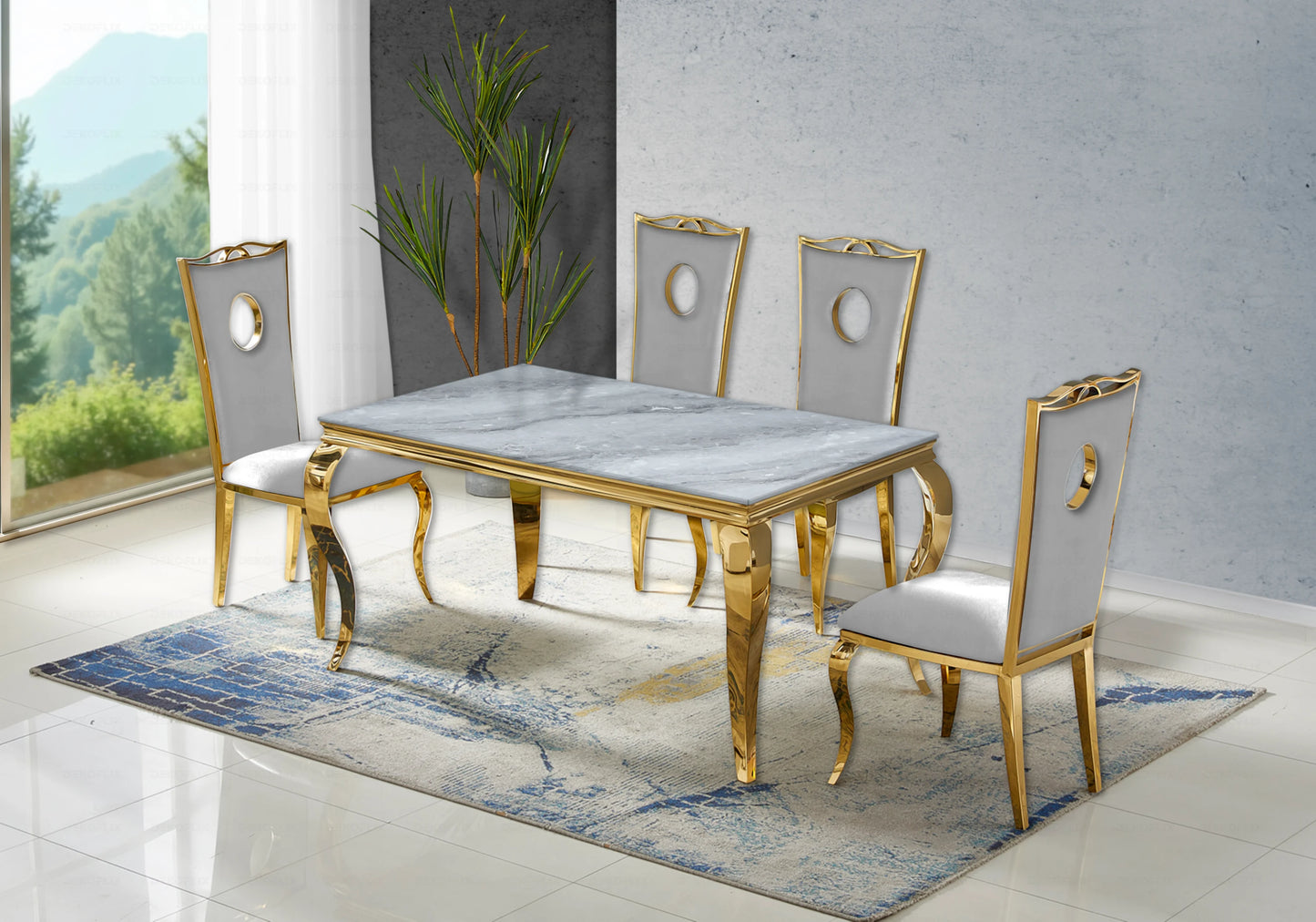 Table basse marbre gris pied doré - NEO