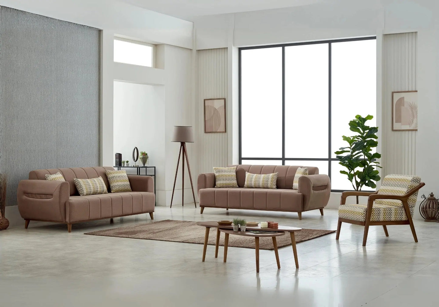 Ensemble canapé bois marron LOFT Slims Mobilya