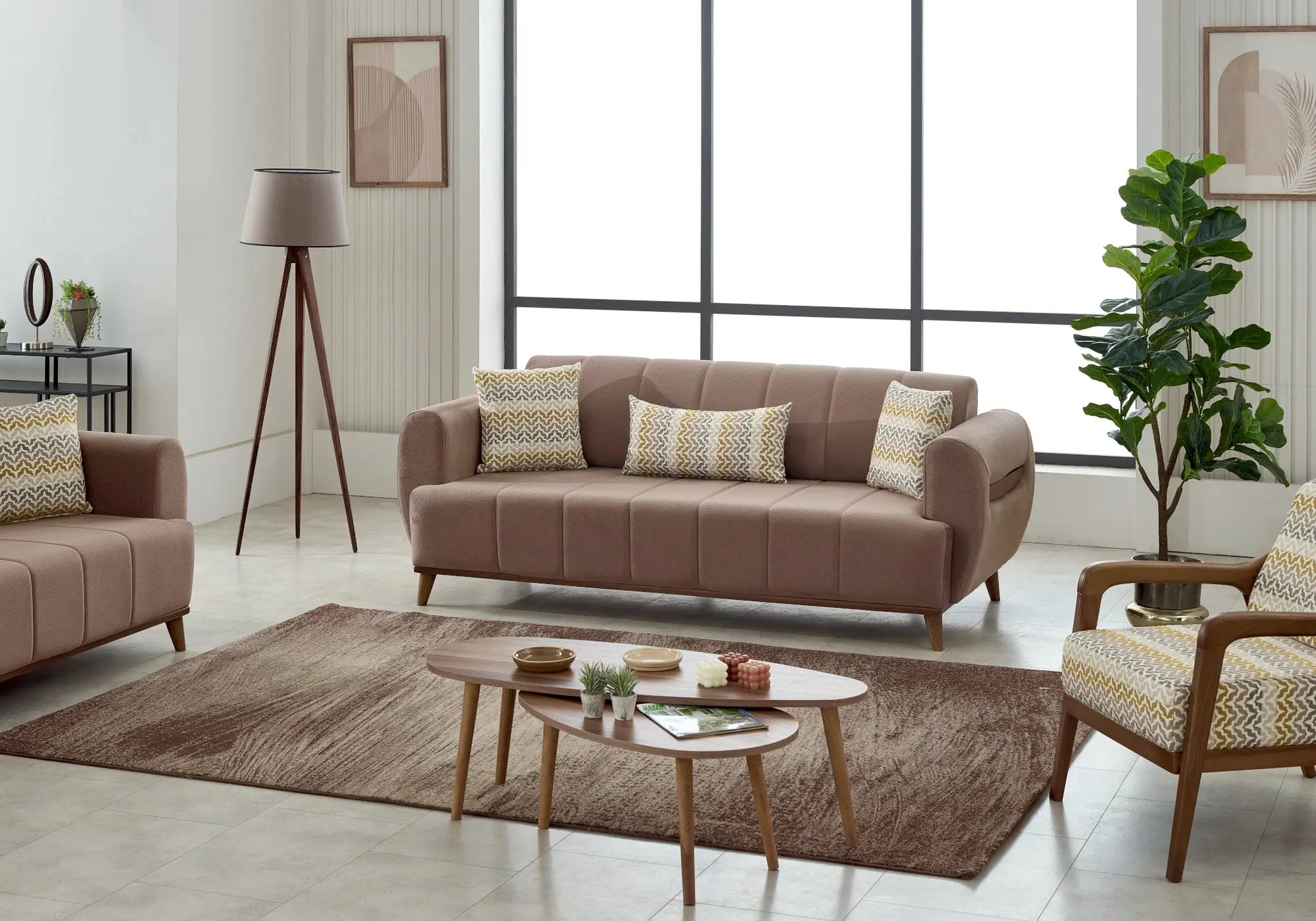 Ensemble canapé bois marron LOFT Slims Mobilya