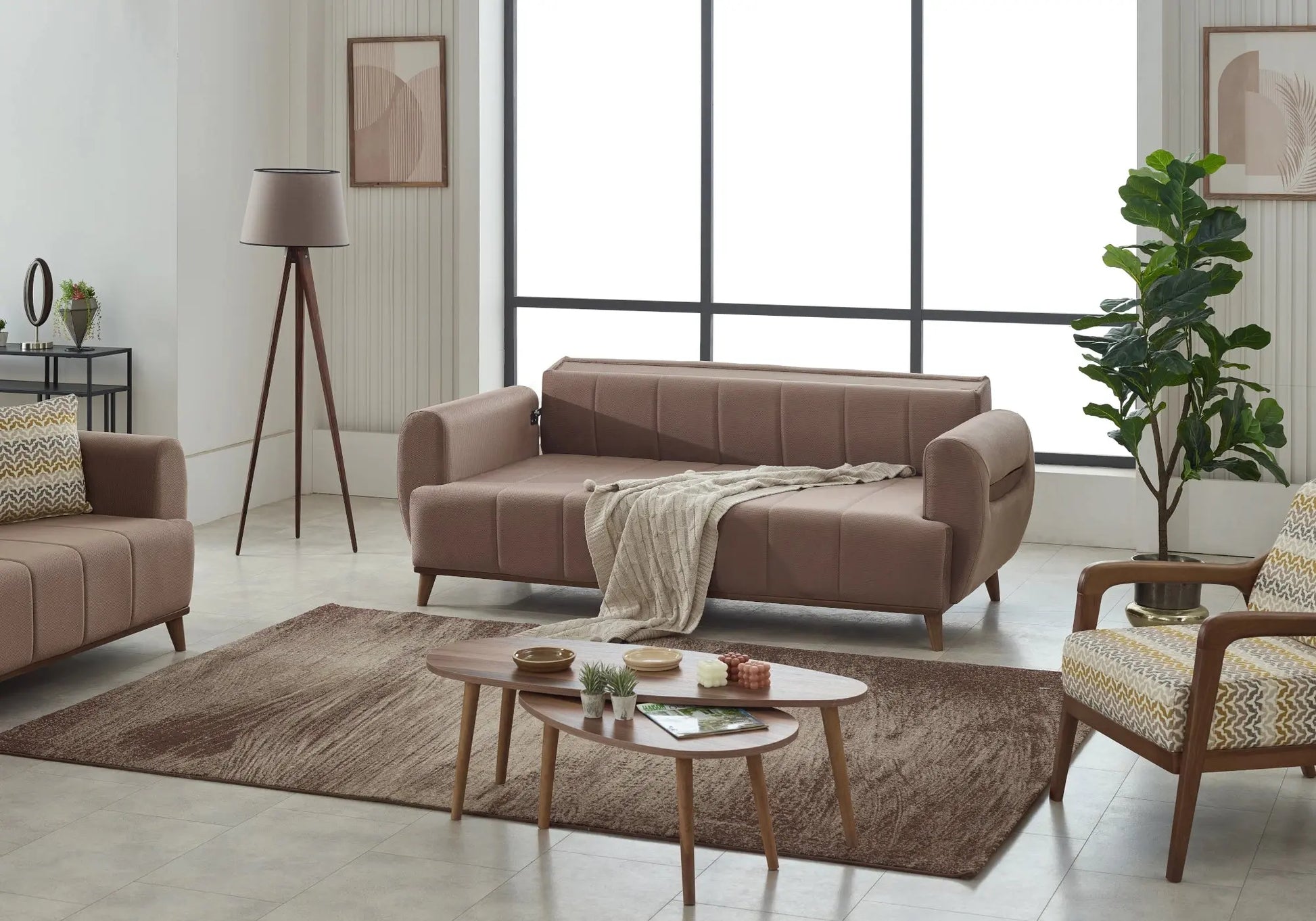 Ensemble canapé bois marron LOFT Slims Mobilya