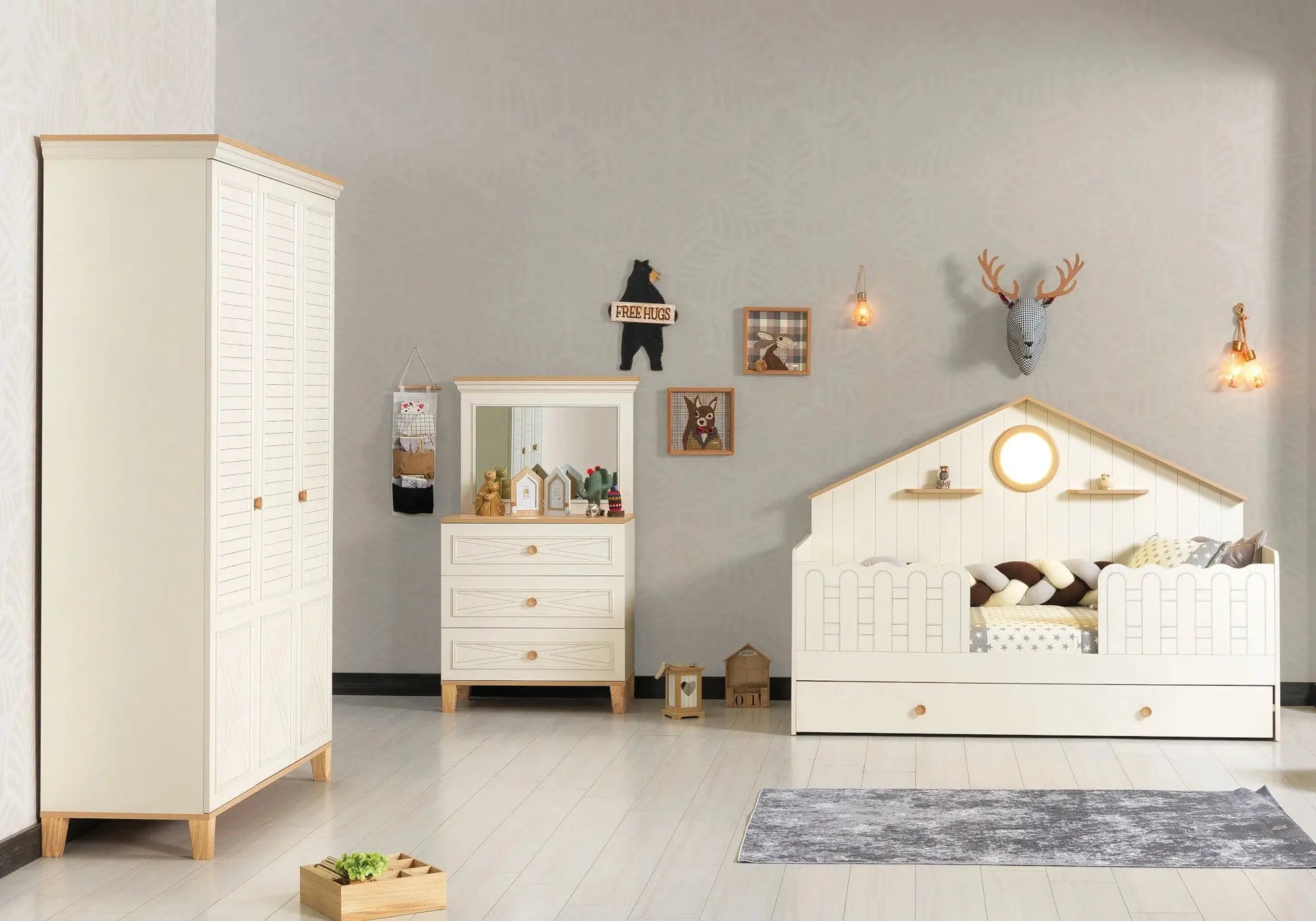 Ensemble chambre bébé Montessori beige ATLAS élégant et fonctionnel