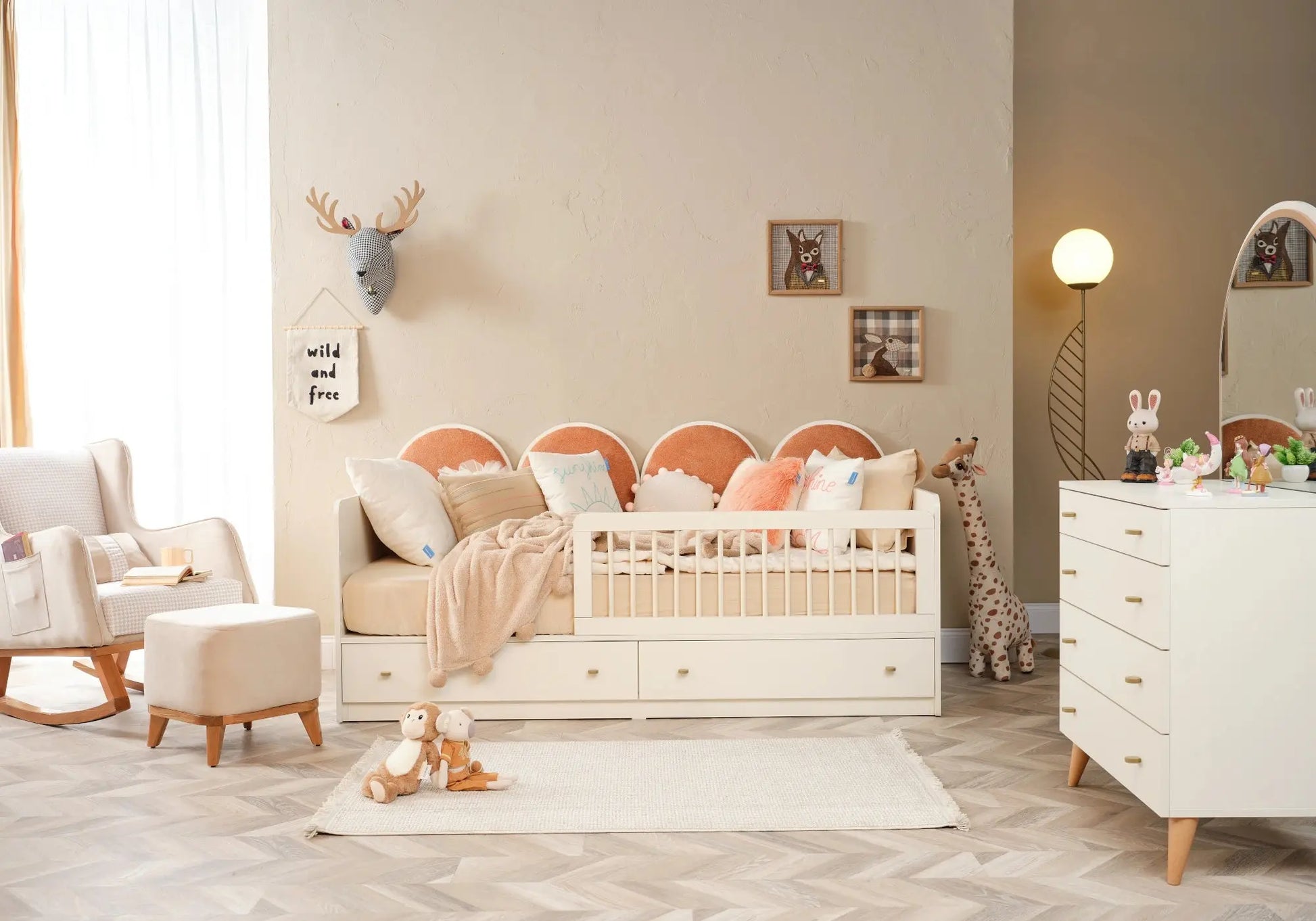 Ensemble chambre bébé Montessori orange LORENA kelekci.com