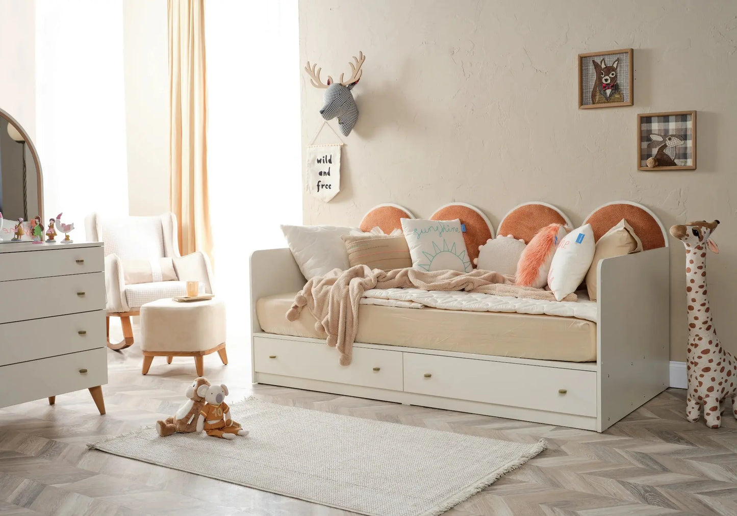 Ensemble chambre bébé Montessori orange LORENA kelekci.com