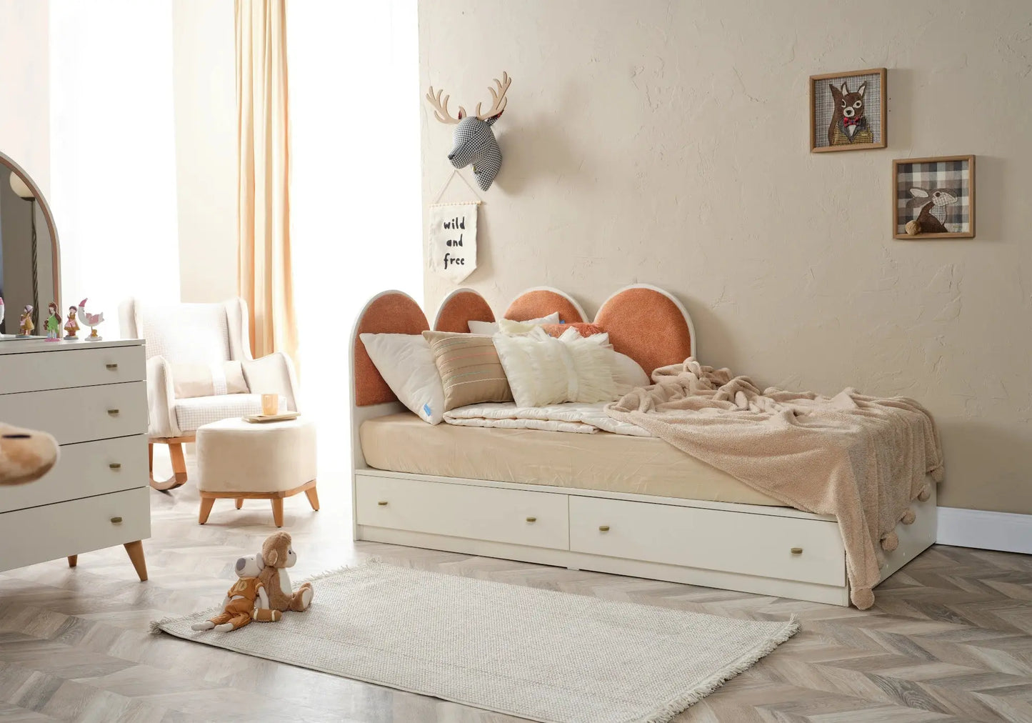 Ensemble chambre bébé Montessori orange LORENA kelekci.com