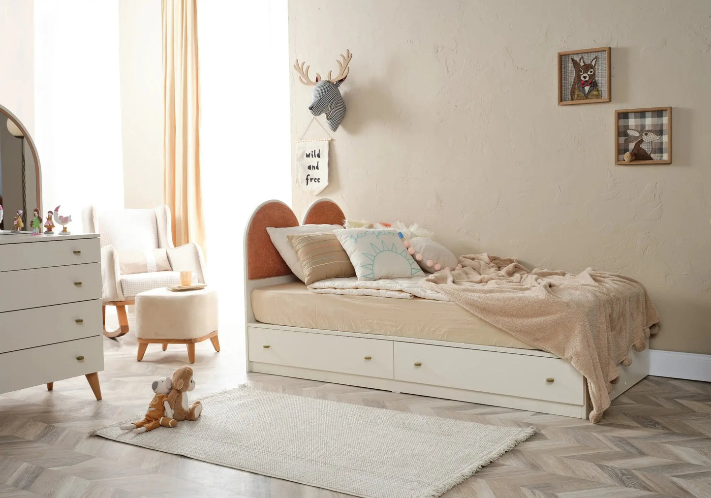 Ensemble chambre bébé Montessori orange LORENA kelekci.com