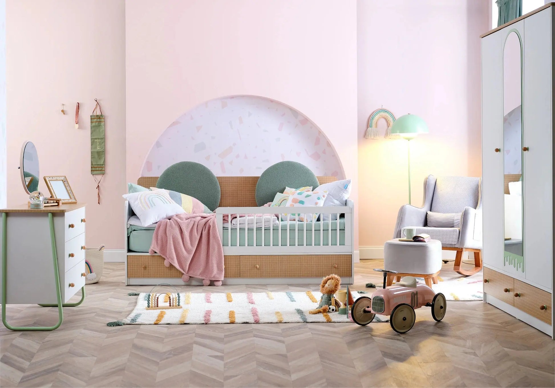 Ensemble chambre bébé Montessori vert Jolly moderne et élégant