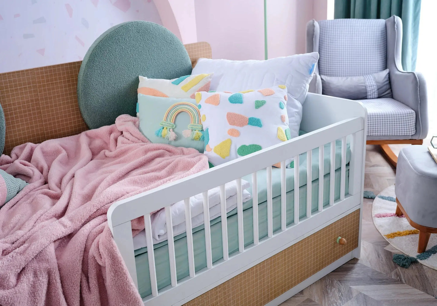 Ensemble chambre bébé Montessori vert JOLLY kelekci.com