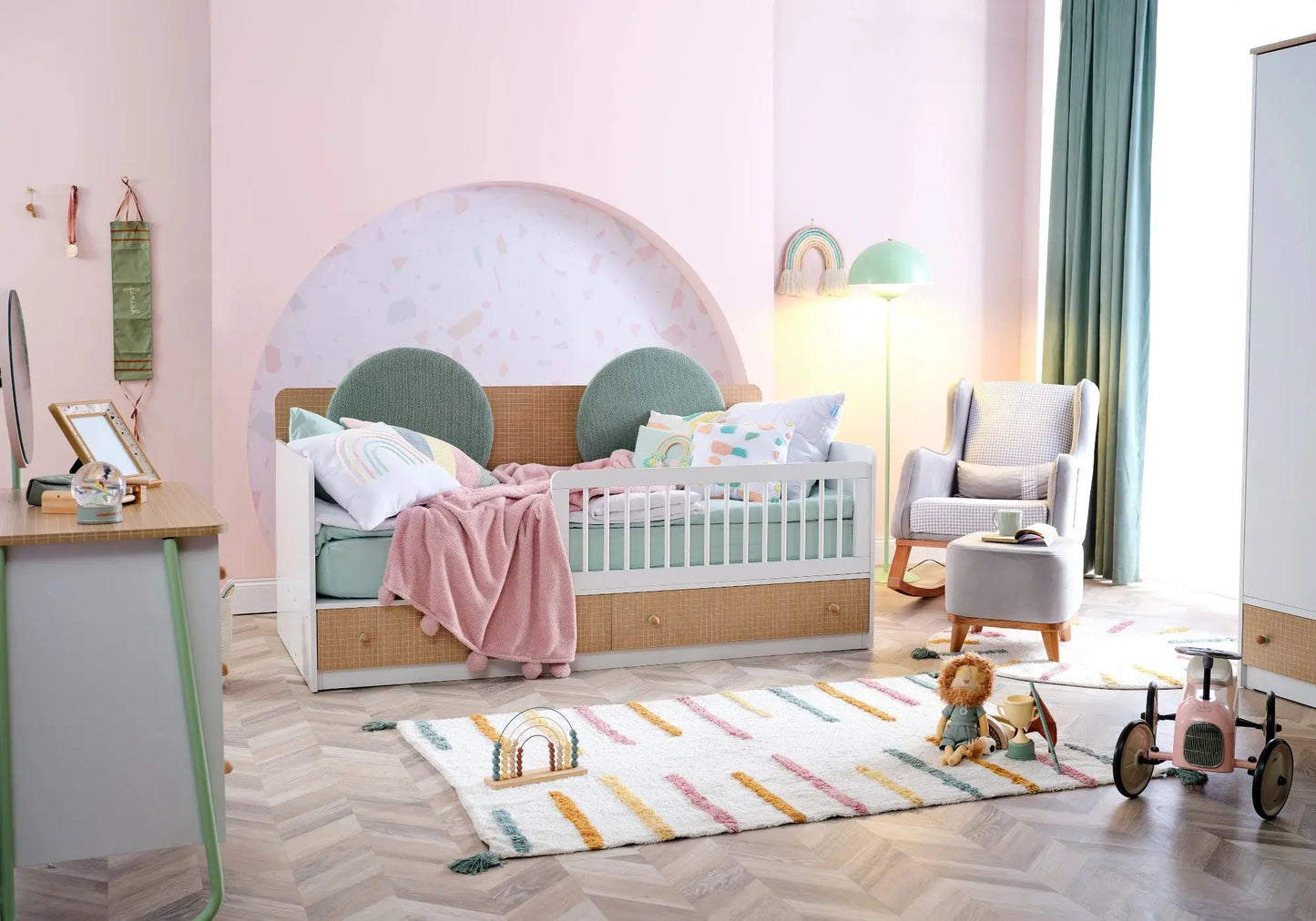 Ensemble chambre bébé Montessori vert JOLLY kelekci.com