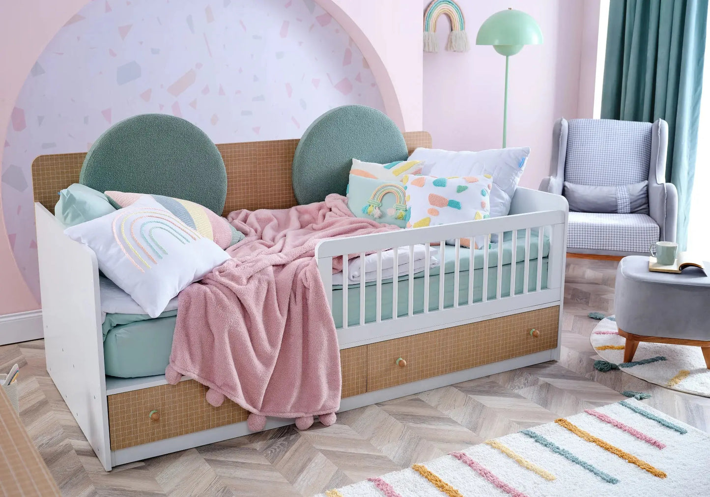 Ensemble chambre bébé Montessori vert JOLLY kelekci.com