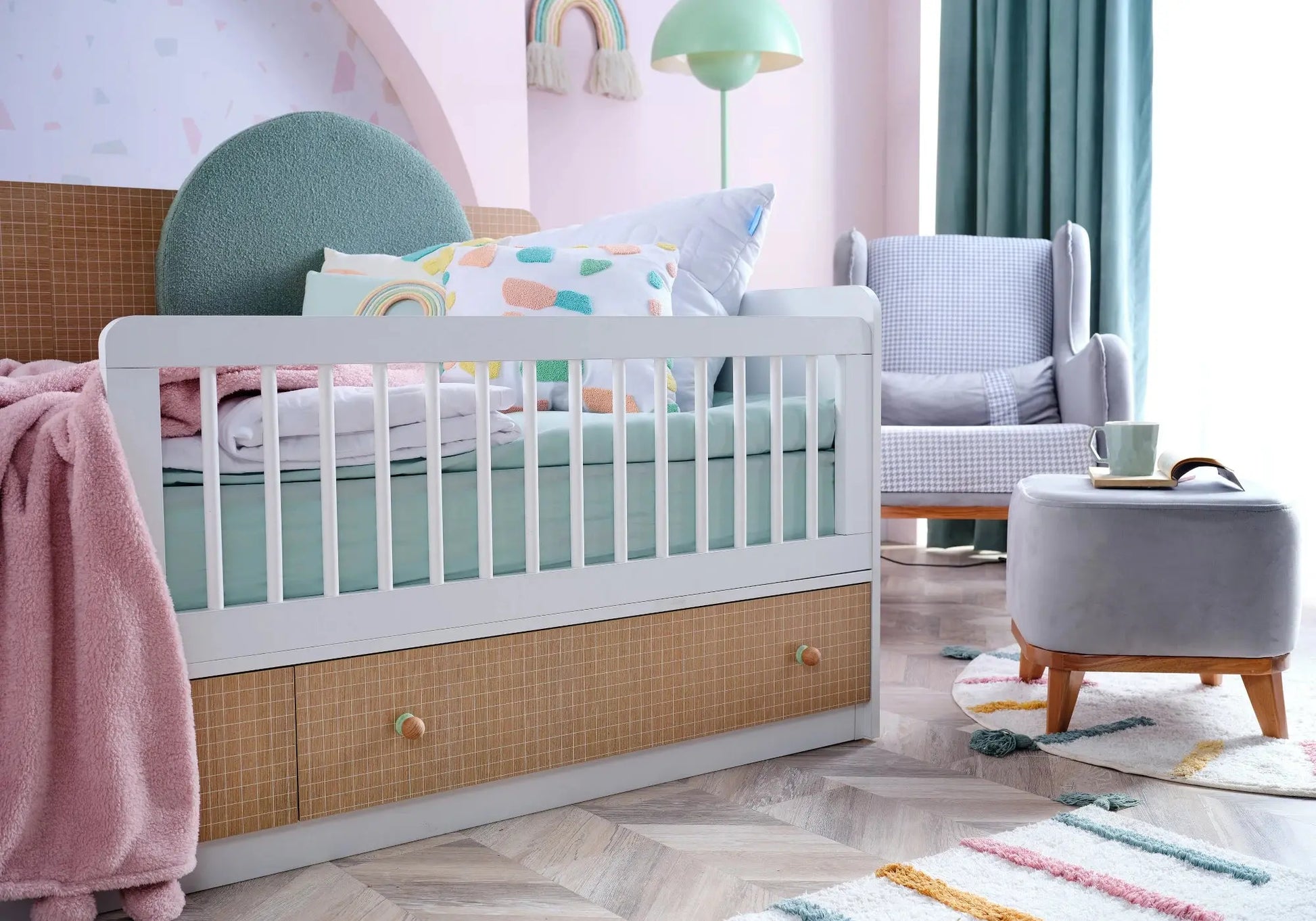 Ensemble chambre bébé Montessori vert JOLLY kelekci.com