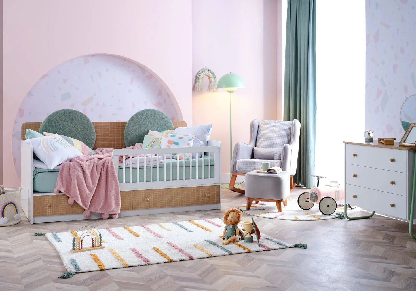 Ensemble chambre bébé Montessori vert JOLLY kelekci.com